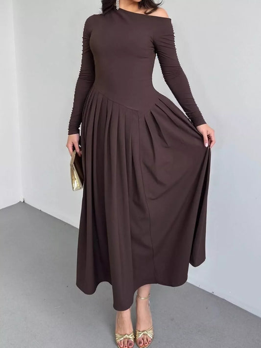 Hazel Blues® |  Ruched One Shoulder Long Sleeve Dress
