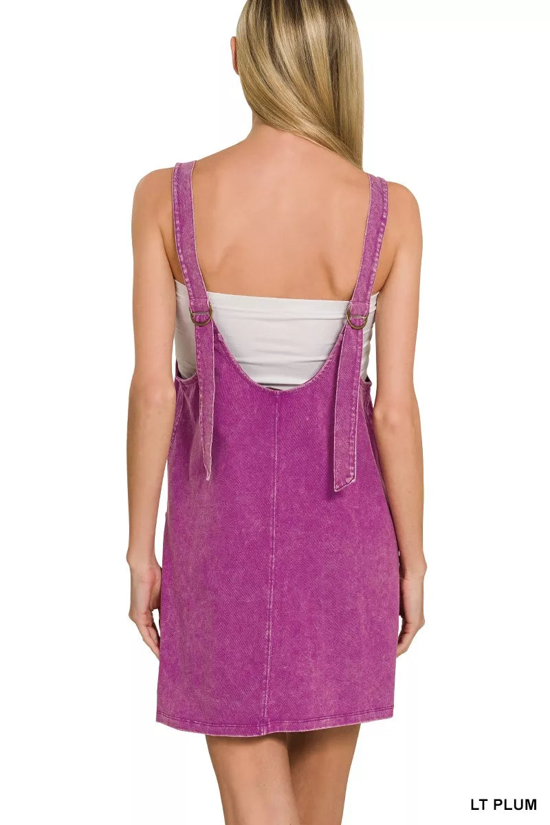 Hazel Blues® |  Zenana Acid Washed Overall Knit Mini Dress
