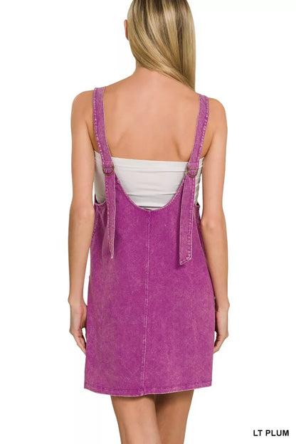Hazel Blues® |  Zenana Acid Washed Overall Knit Mini Dress