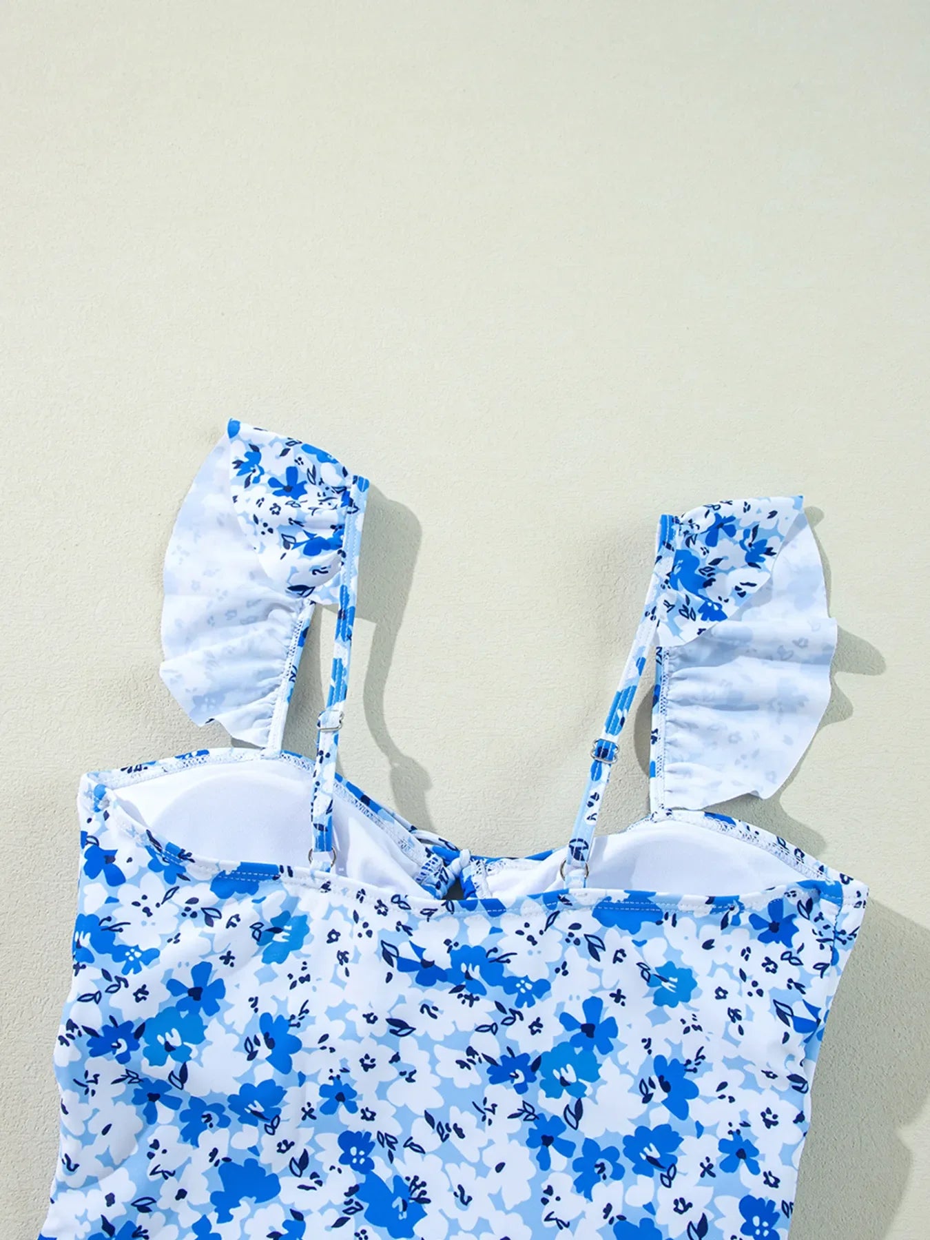 Hazel Blues® | Floral Ruffled Strap Lace-up Hollow Out One Piece Swimsuit