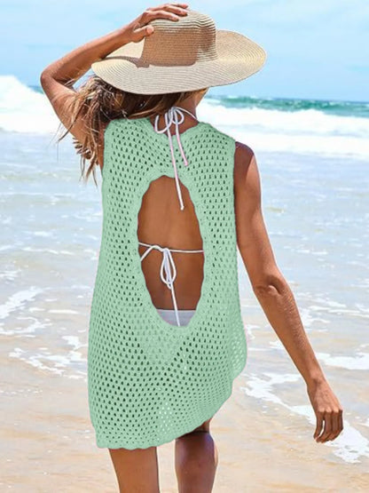Hazel Blues® | Color Block Openwork Sleeveless Cutout Back Cover-Up