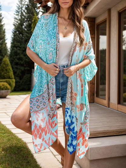 Hazel Blues® | Printed Open Front Cover-Up