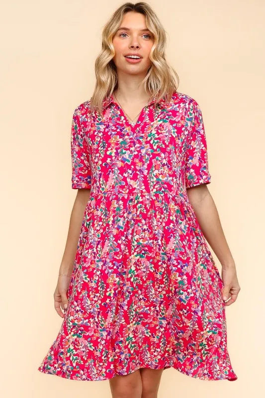 Hazel Blues® |  Haptics Johnny Collar Babydoll Dress with Side Pockets