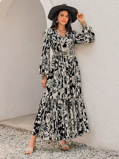 Hazel Blues® | Floral Print Balloon Sleeve Maxi Dress