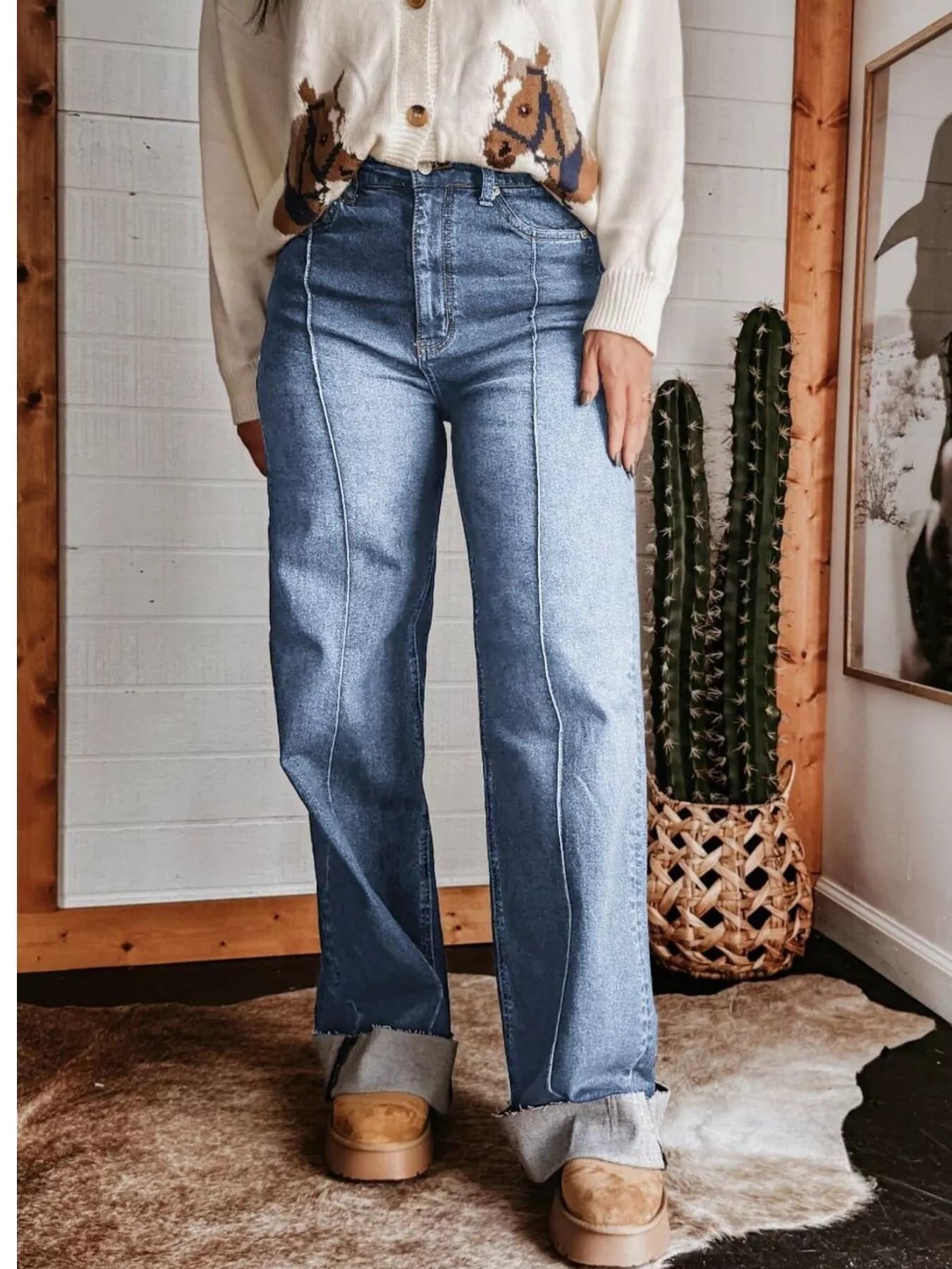 Hazel Blues® |  High-Waisted Wide Leg Jeans