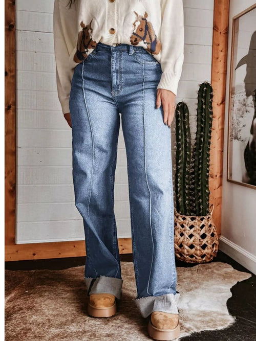 Hazel Blues® |  High-Waisted Wide Leg Jeans