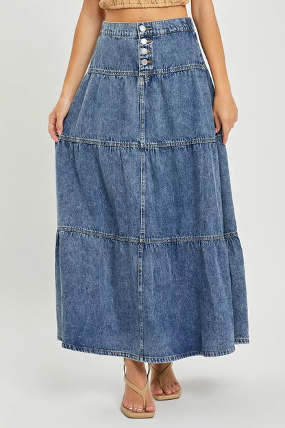 Hazel Blues® |  RISEN High Rise Ruffle Long Skirts