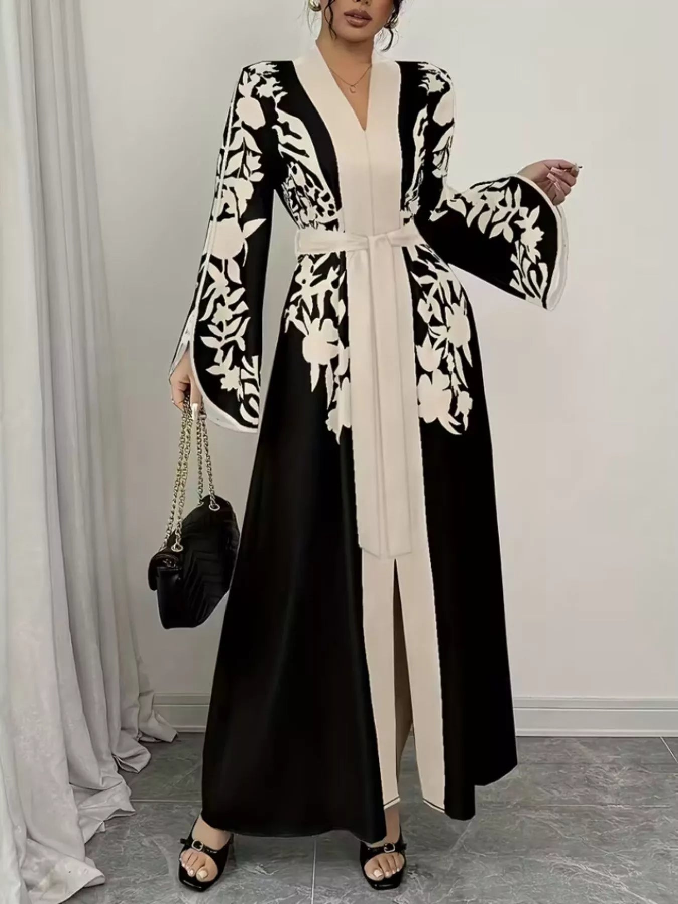 Hazel Blues® |  Printed Tie Waist Maxi Dress