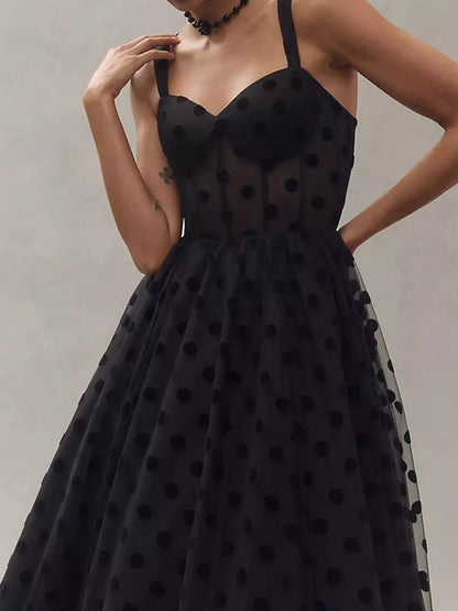 Hazel Blues® |  Polka Dot Tulle Sleeveless Midi Dress