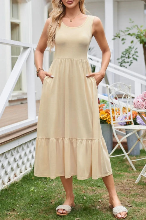 Hazel Blues® |  Round Neck Wide Strap Tank Dress