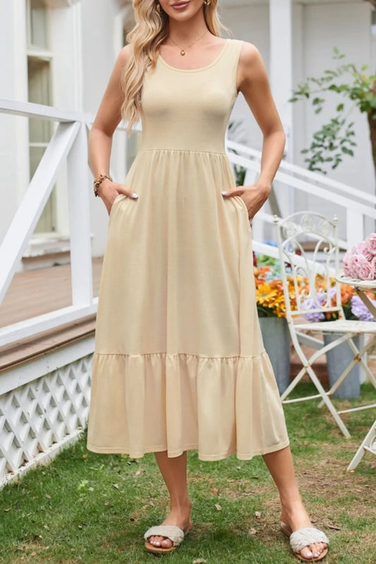 Hazel Blues® |  Round Neck Wide Strap Tank Dress