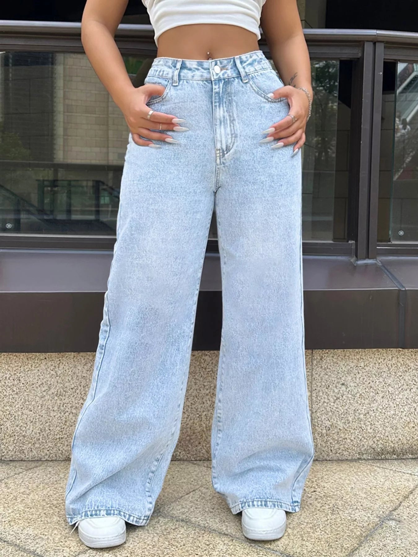 Hazel Blues® |  High-Waisted Wide Leg Jeans