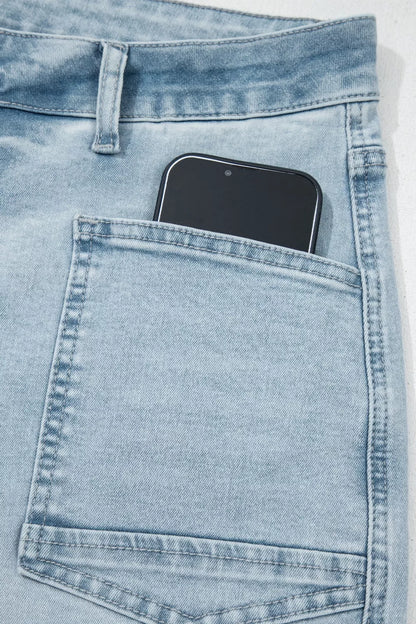 Hazel Blues® |  Light Wash Utility Pocket Straight Leg Jeans
