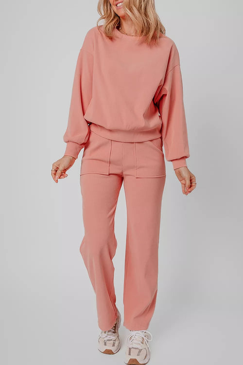 Hazel Blues® |  Ribbed Round Neck Top and Pants Set