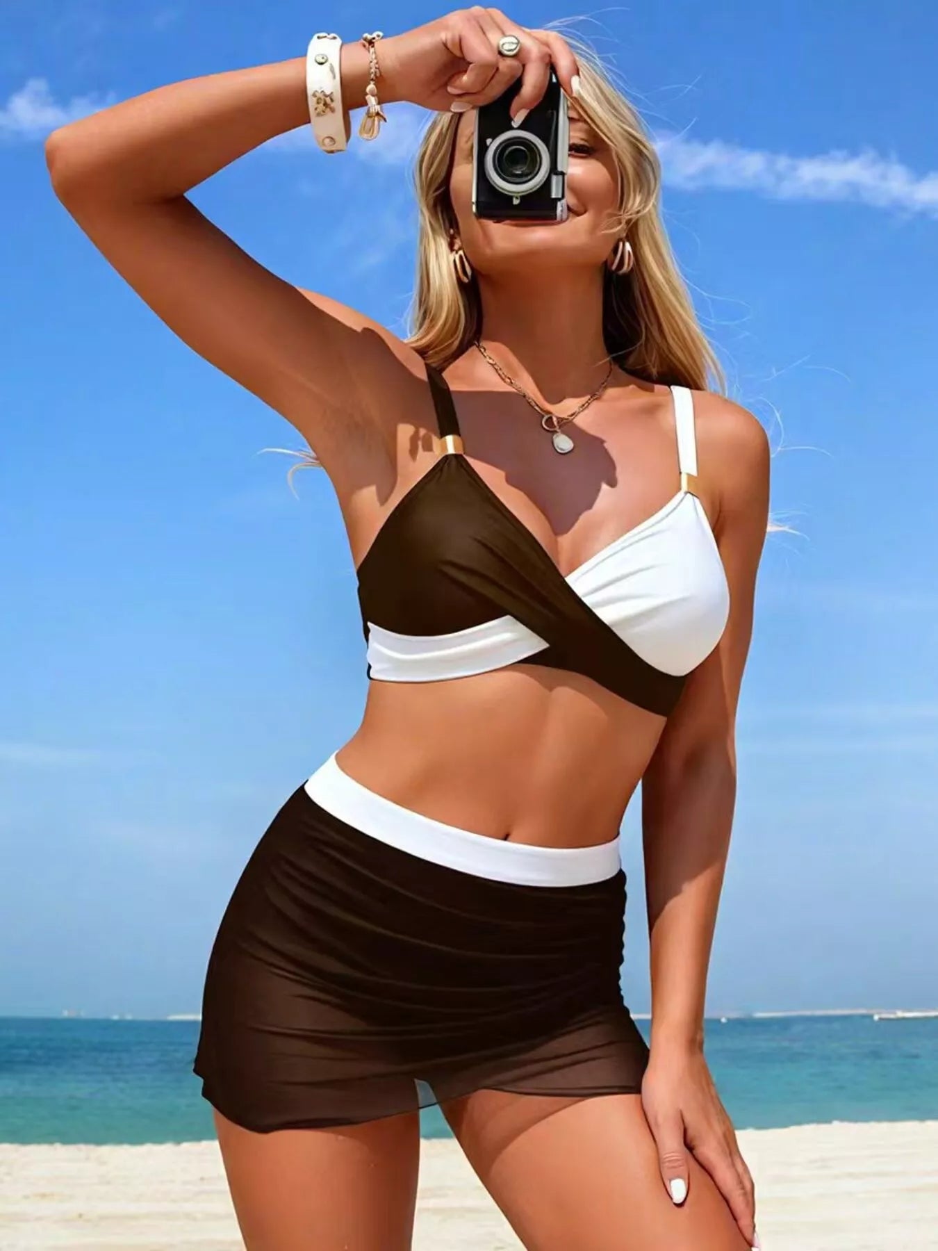 Hazel Blues® | Two Tone Cami and Skort Swim Set