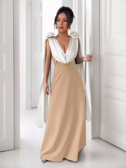 Hazel Blues® |  Floral Applique Two Tone Maxi Dress