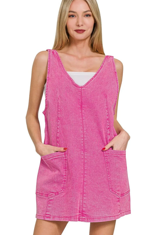 Hazel Blues® |  Zenana Washed Adjustable Strap Denim Overall Dress