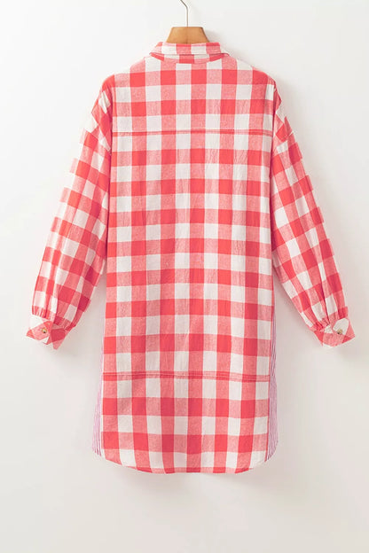 Hazel Blues® |  Oversized Plaid Button-Down Shirt Dress