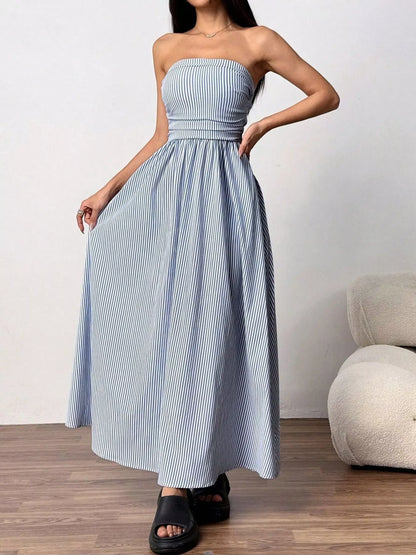 Hazel Blues® |  Striped Strapless Casual Maxi Dress