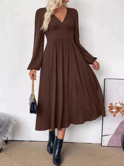Hazel Blues® |  V-Neck Balloon Sleeve Midi Dress