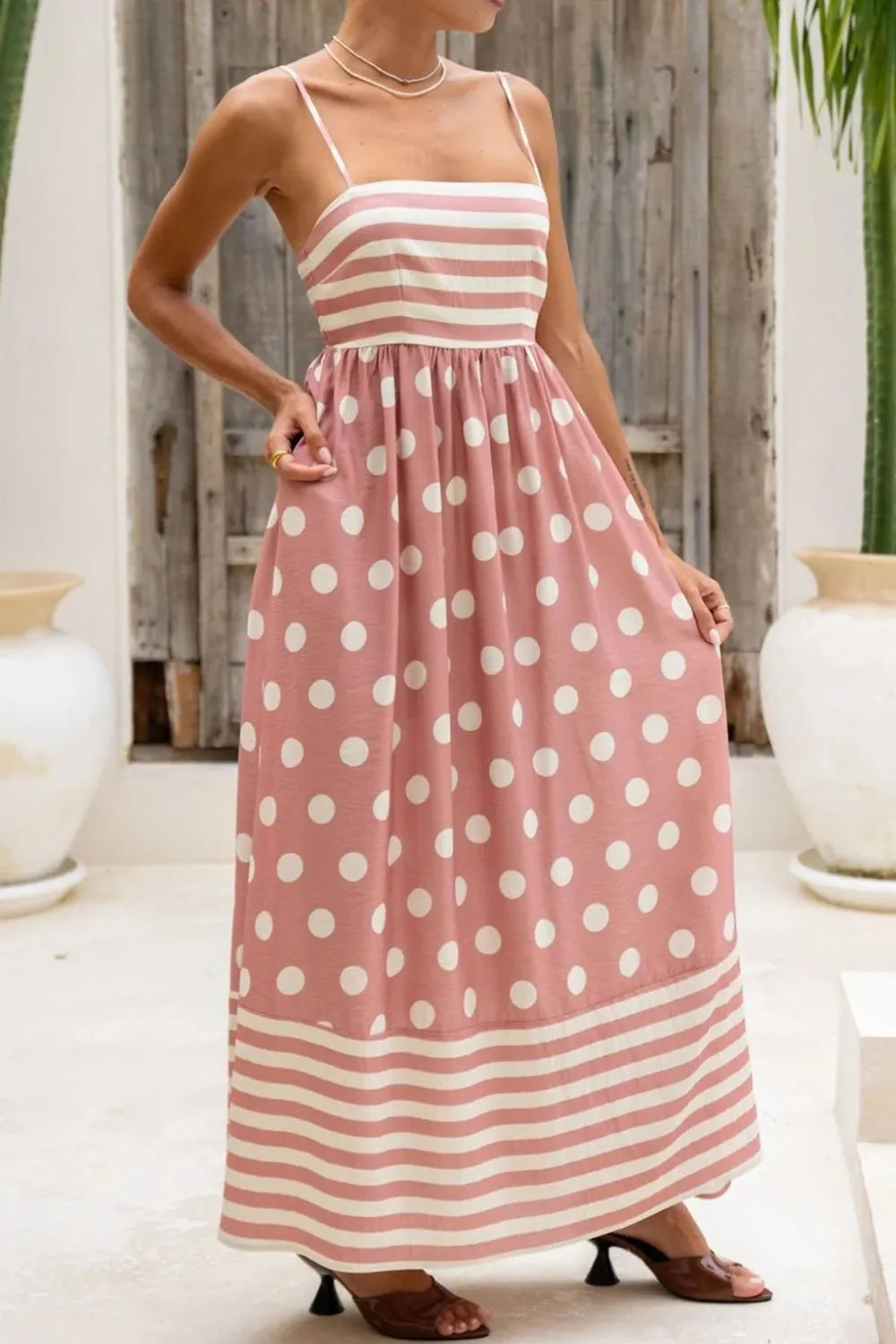 Hazel Blues® |  Polka Dot Square Neck Cami Dress