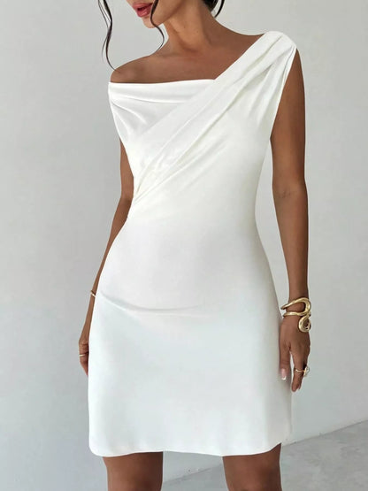 Hazel Blues® |  Elegant Off-Shoulder Draped Mini Dress