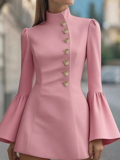 Hazel Blues® |  Bell Sleeve Mini Dress with Front Button