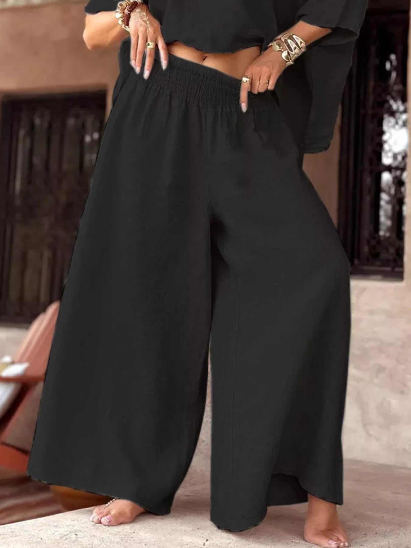 Hazel Blues® | Boat Neck Top and Wide Leg Pants Set