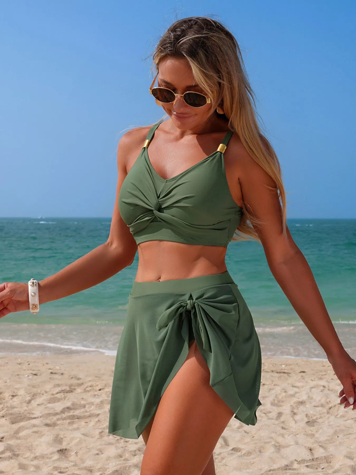 Hazel Blues® | Twist Front Cami and Skort Swim Set