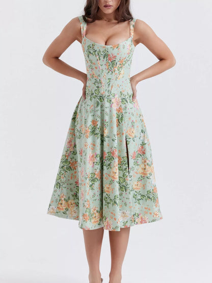 Hazel Blues® |  Floral Print Midi Dress with Slit