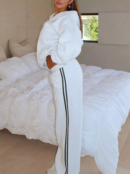 Hazel Blues® |  Zip Up Hoodie and Striped Pants Set
