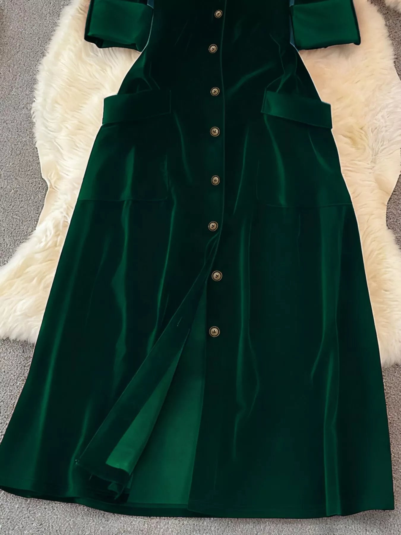 Hazel Blues® |  Velvet Button-Down Midi Dress