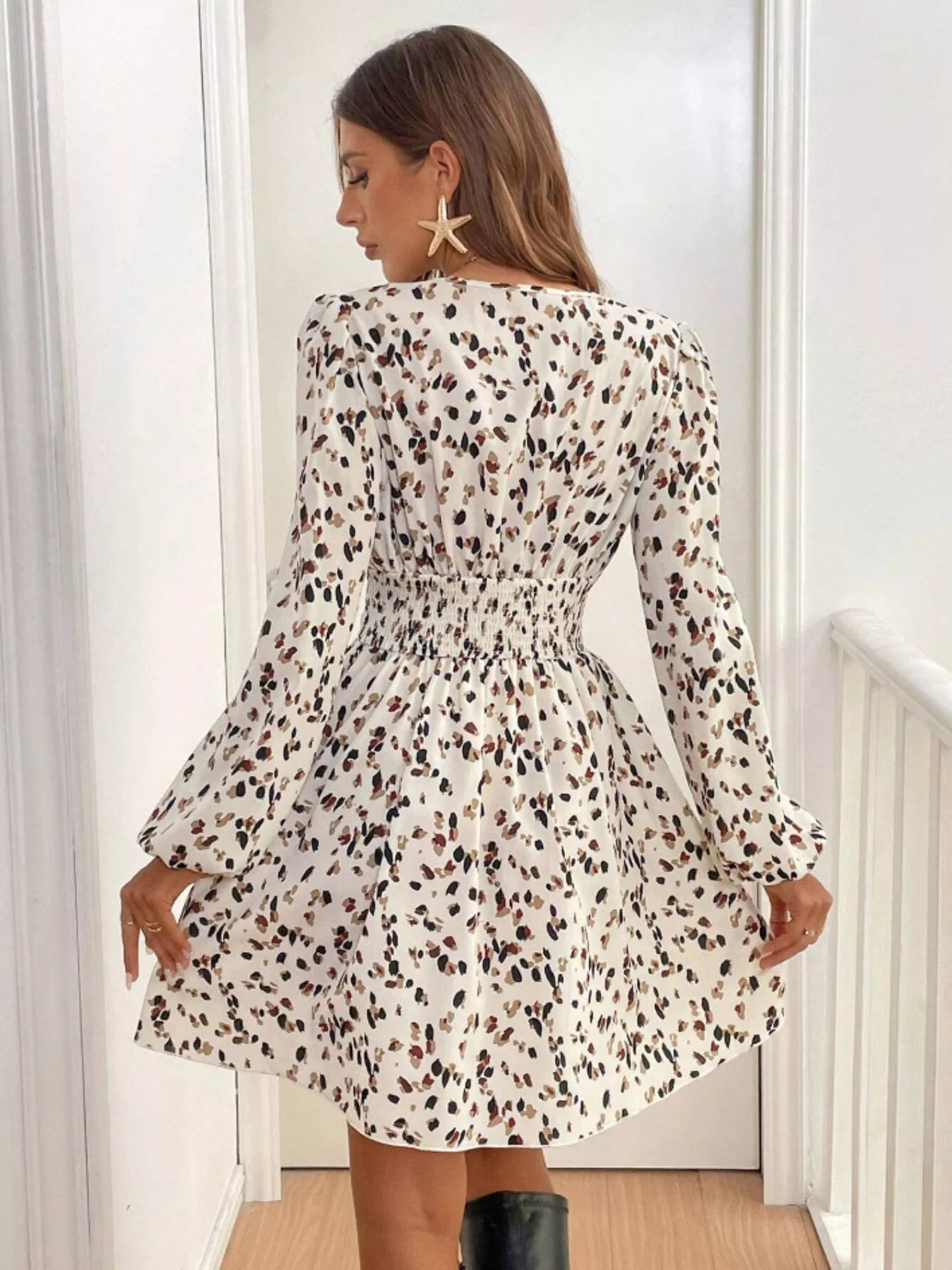 Hazel Blues® |  Printed Balloon Sleeve Mini Dress