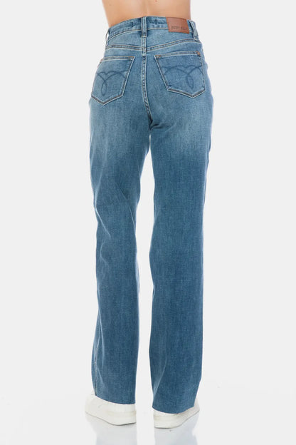 Hazel Blues® |  Judy Blue Tummy Control Cut Raw Hem Straight Jeans