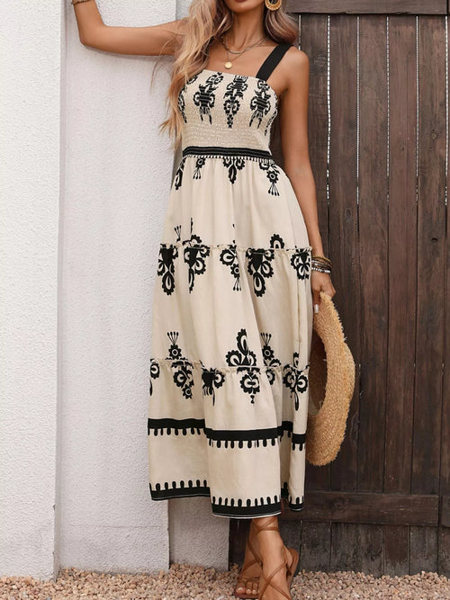 Hazel Blues® |  Smocked Wide Strap Tiered Dress