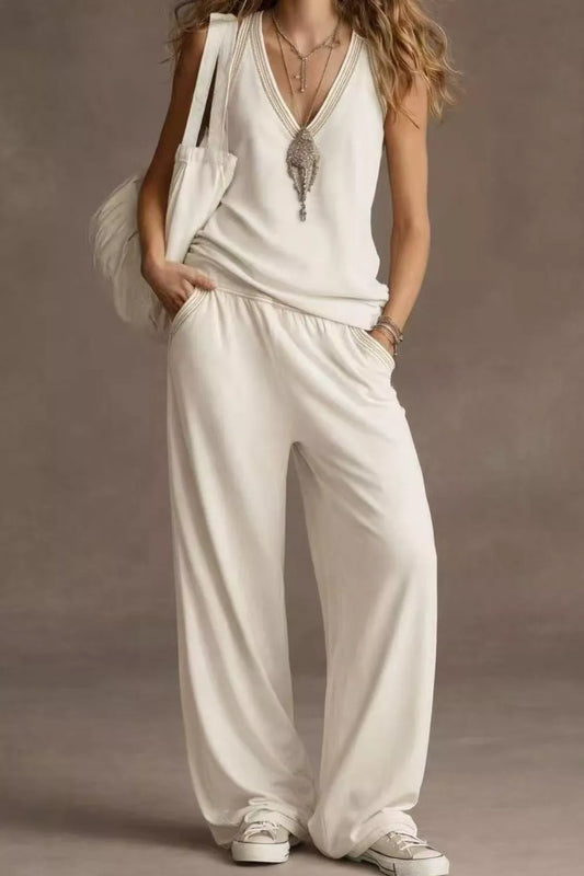 Hazel Blues® |  V-Neck Tank and Wide Leg Pants Set