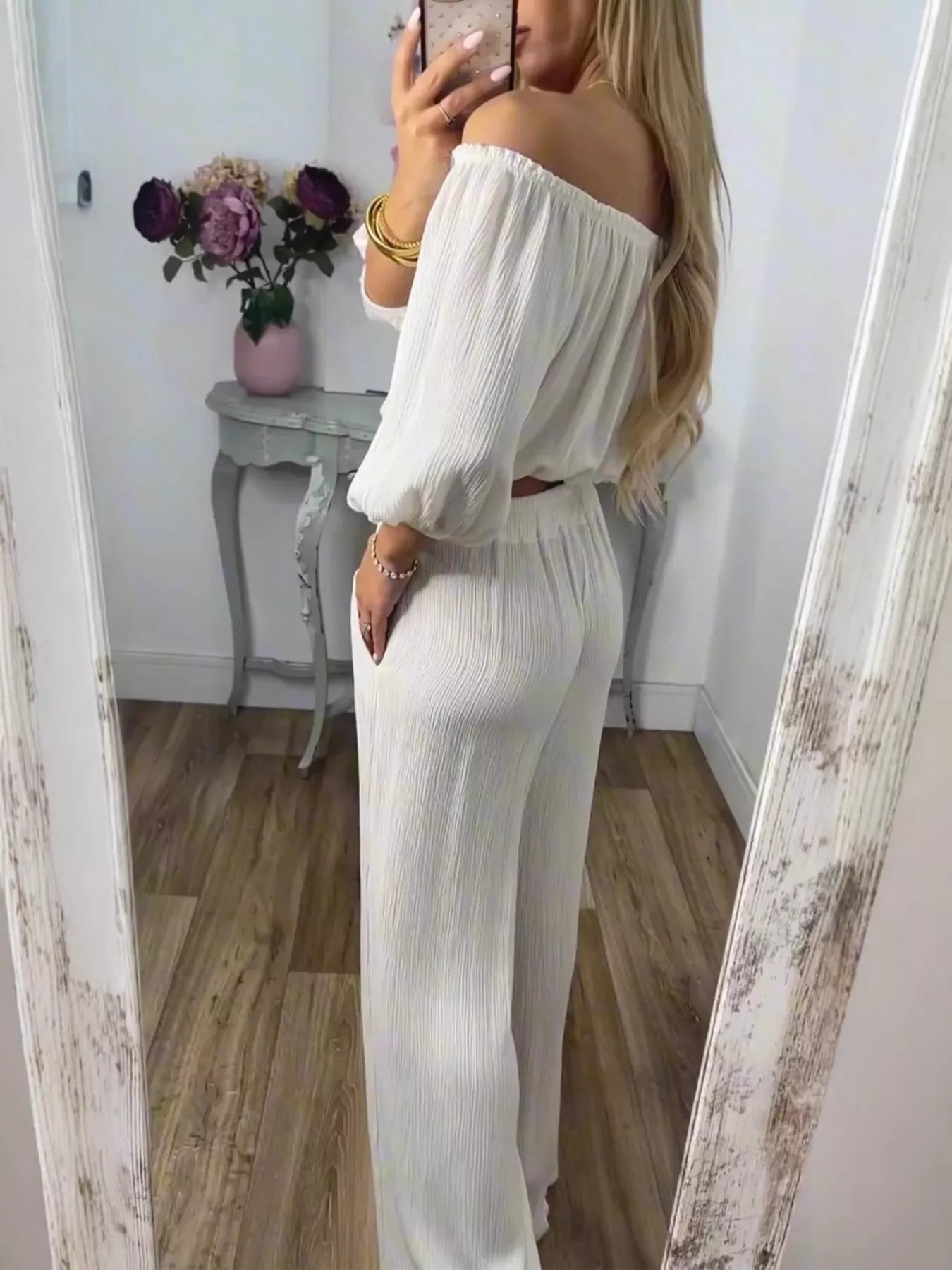 Hazel Blues® | Off-Shoulder Top and Pants Set