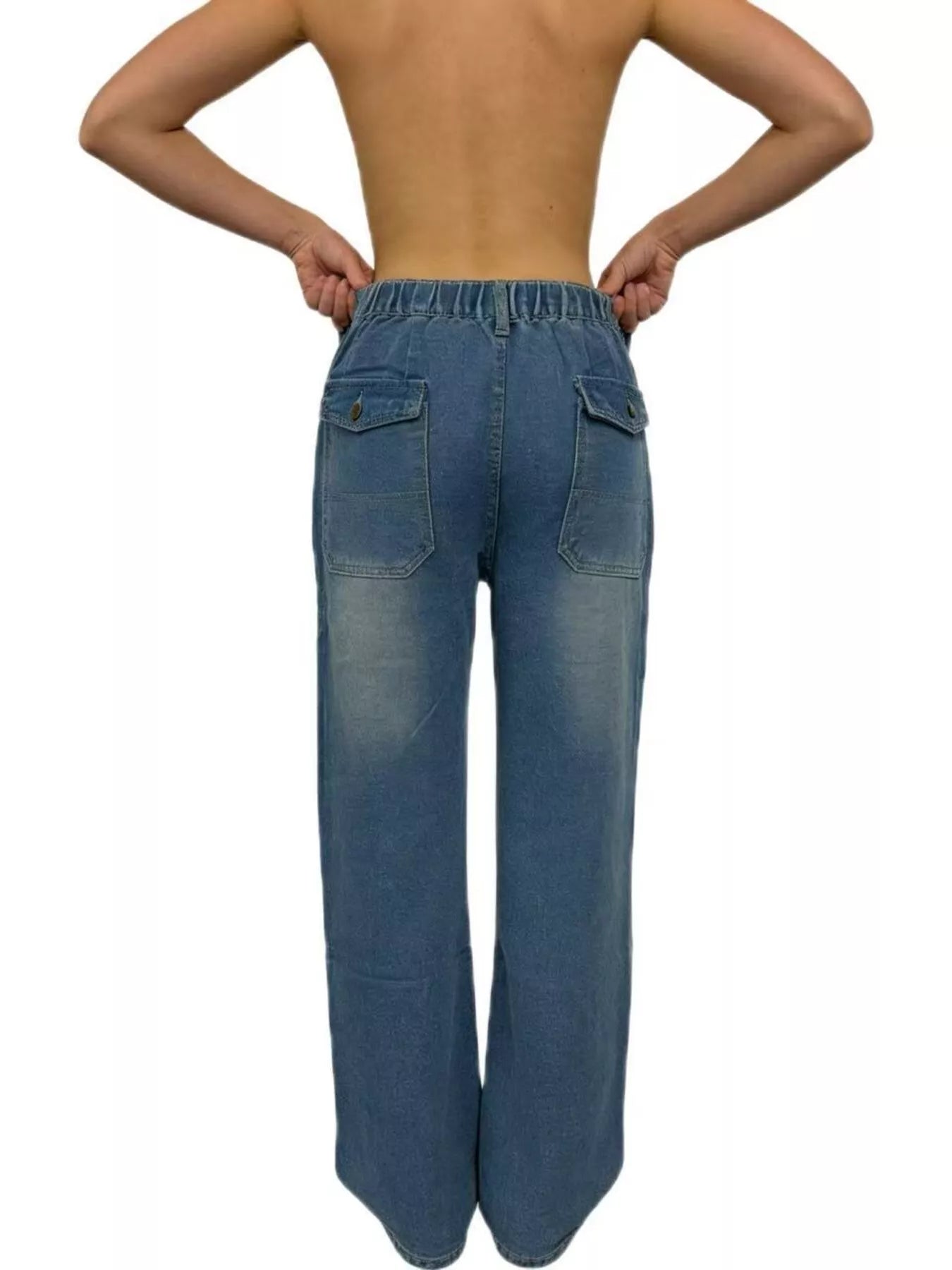 Hazel Blues® |  Wide Leg Contrast Stitching Jeans