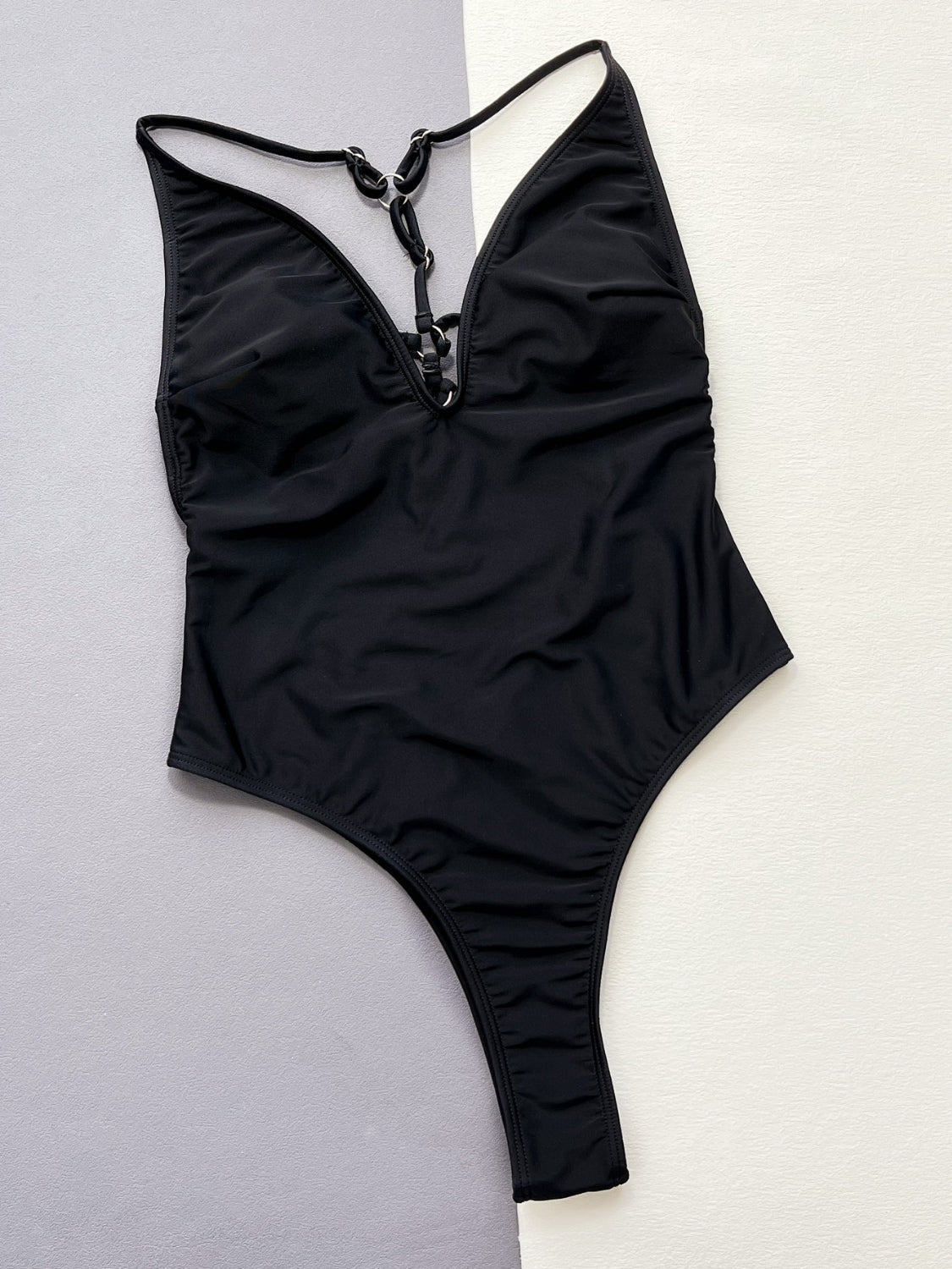 Hazel Blues® | Cutout Plunge Spaghetti Strap One-Piece Swimwear