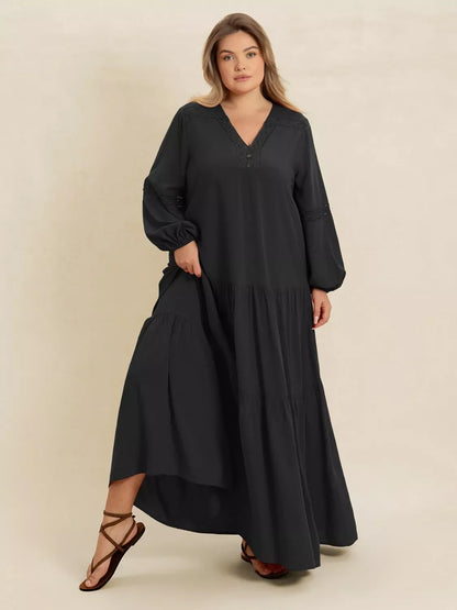 Hazel Blues® | Bohemian Tiered Maxi Dress with Balloon Sleeves
