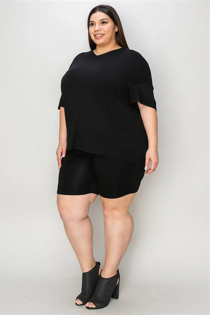 Hazel Blues® |  Basic Bae Bamboo V-Neck Drop Shoulder T-Shirt and Shorts Set
