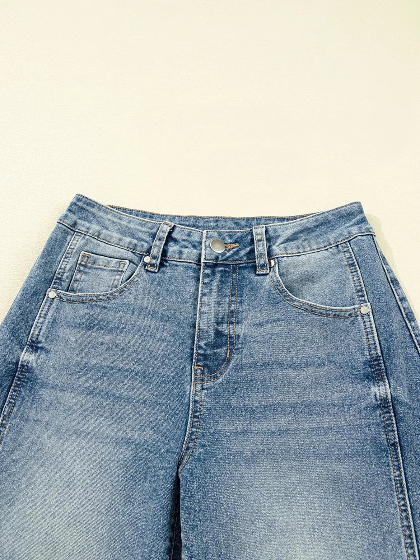 Hazel Blues® |  Vintage Washed Seam Detail Shift Jeans