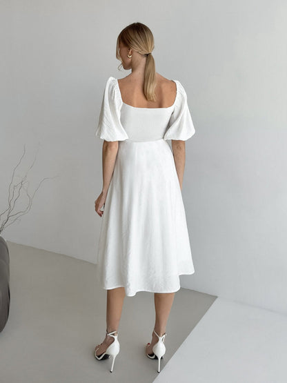 Hazel Blues® |  Twisted Front Puff Sleeve Midi Dress