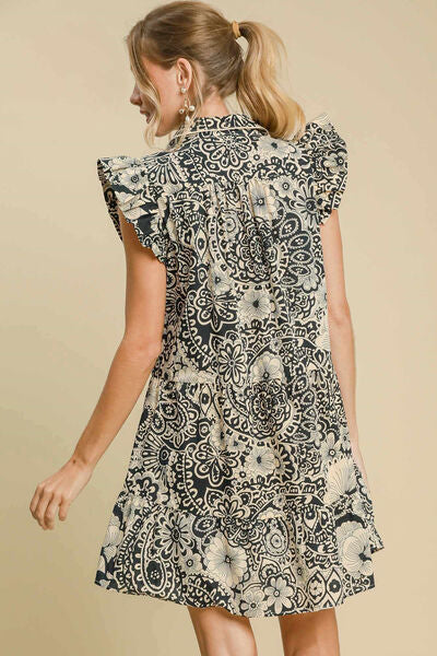 Hazel Blues® | Umgee Printed Ruffle Cap Sleeve Babydoll Dress