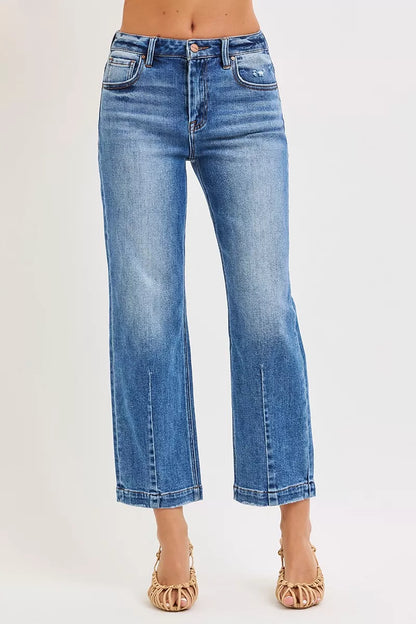 Hazel Blues® |  RISEN High Rise Crop Boyfriend Tapered Jeans