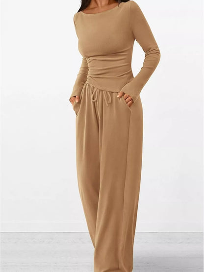Hazel Blues® |  Long Sleeve Top and Wide Leg Pants Set