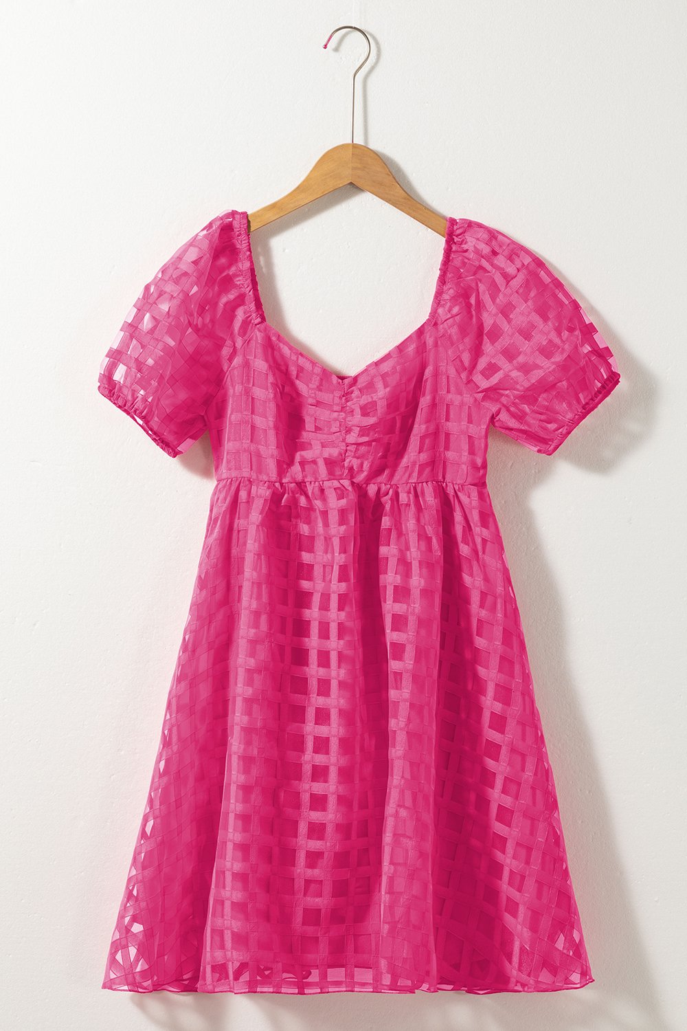 Hazel Blues® |  Plaid Puff Sleeve Babydoll Dress