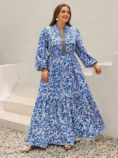 Hazel Blues® | Floral Print Bohemian Maxi Dress