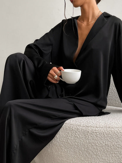Hazel Blues® |  Long Sleeve Top and Wide Leg Pants Lounge Set
