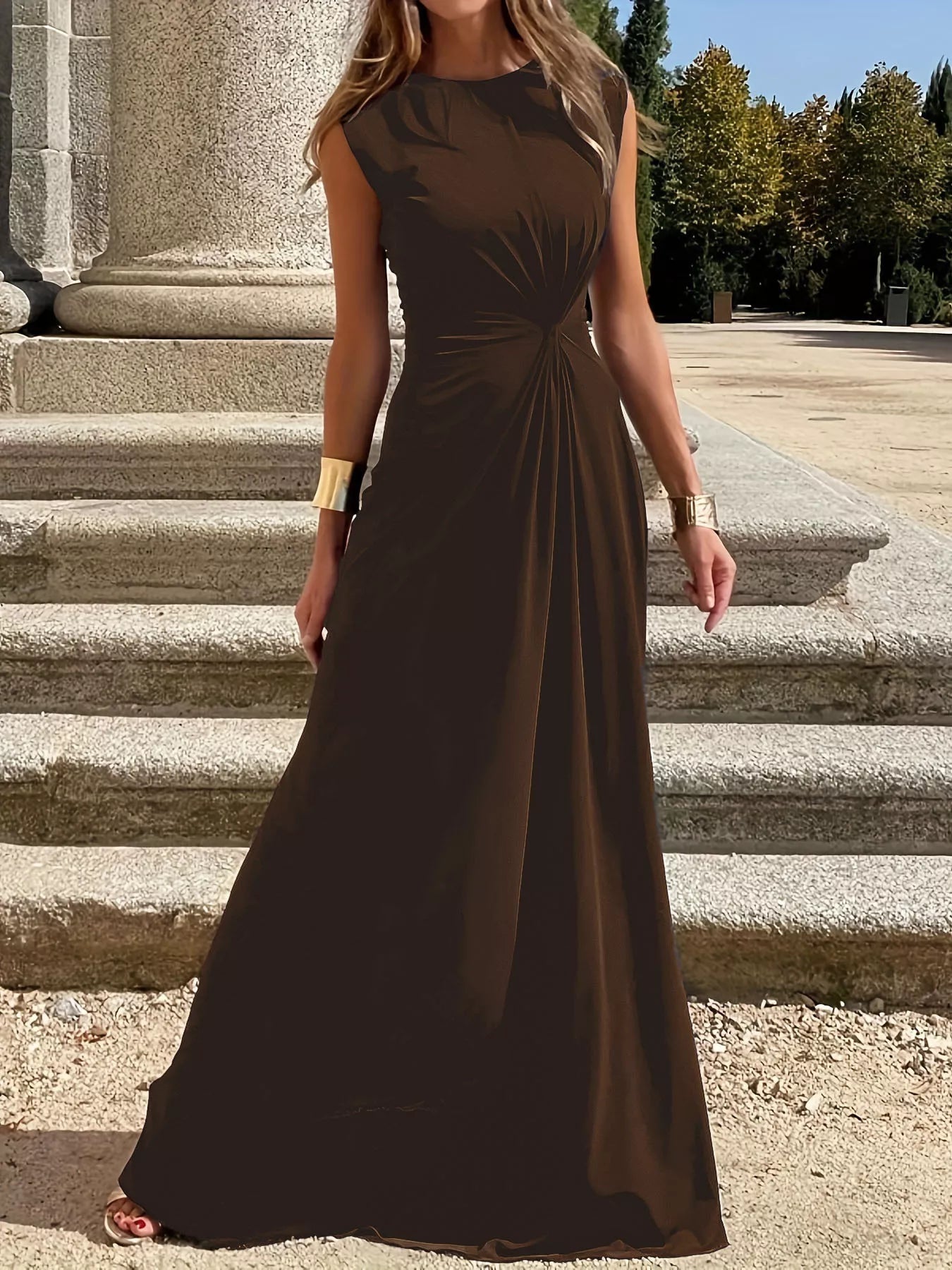 Hazel Blues® |  Twisted Round Neck Sleeveless Maxi Dress
